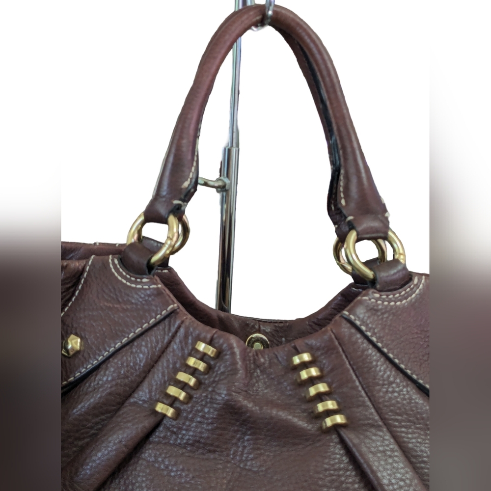 orYANY Gwen chocolate Brown Distressed Leather multiple Pockets Shoulder Bag - Picture 6 of 15